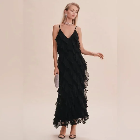 long sleeve long black mermaid dress Black